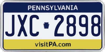 PA license plate JXC2898
