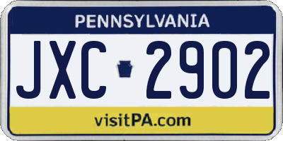 PA license plate JXC2902