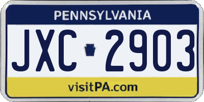 PA license plate JXC2903