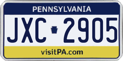 PA license plate JXC2905