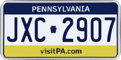 PA license plate JXC2907