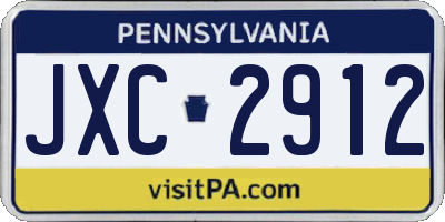 PA license plate JXC2912