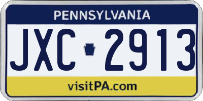PA license plate JXC2913