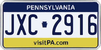 PA license plate JXC2916