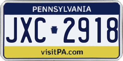 PA license plate JXC2918
