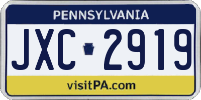 PA license plate JXC2919