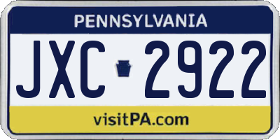 PA license plate JXC2922