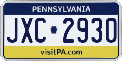 PA license plate JXC2930