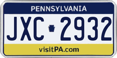 PA license plate JXC2932