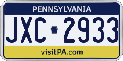 PA license plate JXC2933