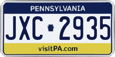 PA license plate JXC2935