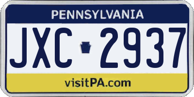 PA license plate JXC2937