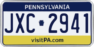 PA license plate JXC2941
