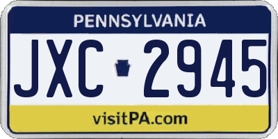 PA license plate JXC2945