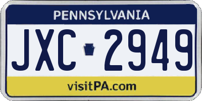 PA license plate JXC2949