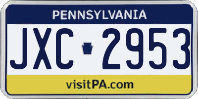 PA license plate JXC2953