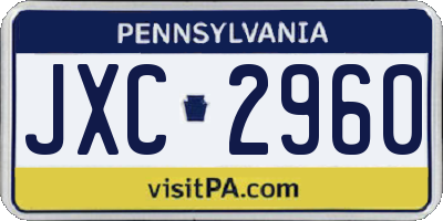 PA license plate JXC2960