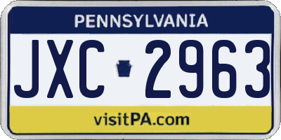 PA license plate JXC2963