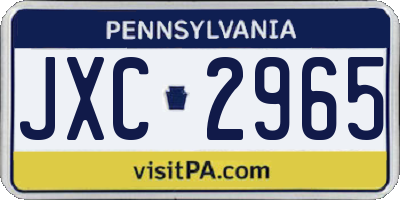 PA license plate JXC2965