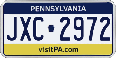 PA license plate JXC2972