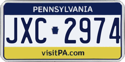 PA license plate JXC2974