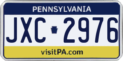 PA license plate JXC2976