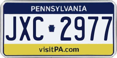 PA license plate JXC2977