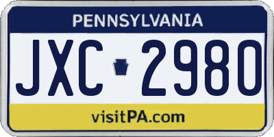 PA license plate JXC2980