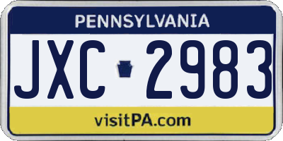 PA license plate JXC2983