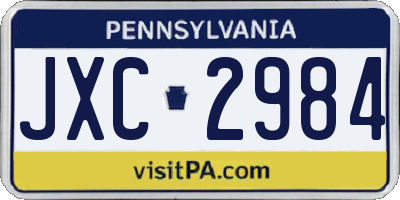 PA license plate JXC2984