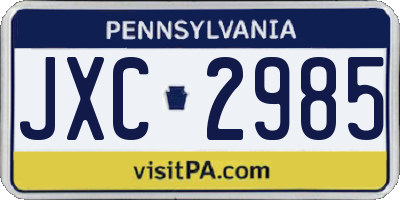 PA license plate JXC2985