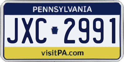 PA license plate JXC2991