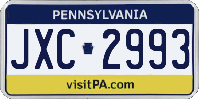 PA license plate JXC2993