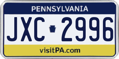 PA license plate JXC2996