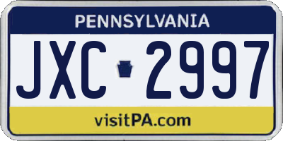 PA license plate JXC2997