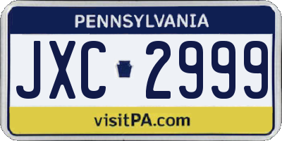 PA license plate JXC2999