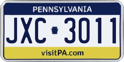 PA license plate JXC3011