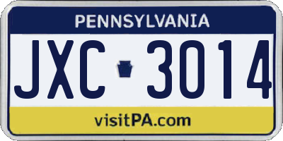 PA license plate JXC3014