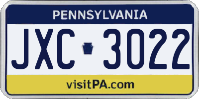 PA license plate JXC3022