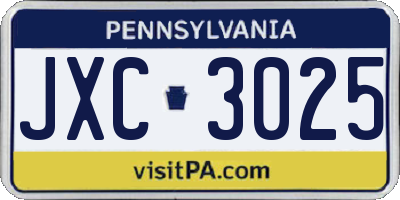 PA license plate JXC3025