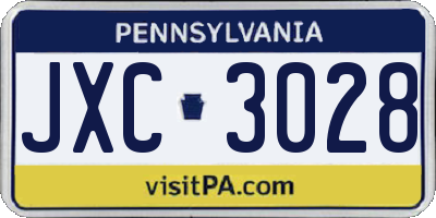 PA license plate JXC3028