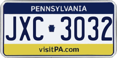 PA license plate JXC3032
