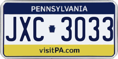 PA license plate JXC3033