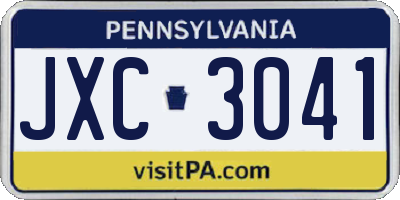 PA license plate JXC3041