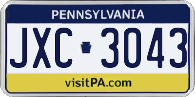 PA license plate JXC3043