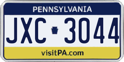 PA license plate JXC3044