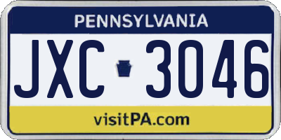 PA license plate JXC3046