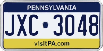 PA license plate JXC3048
