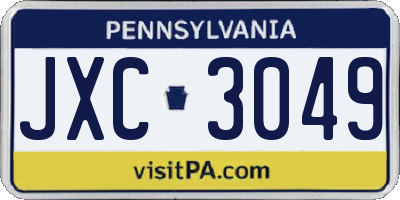 PA license plate JXC3049