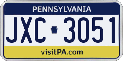 PA license plate JXC3051